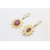 Handmade Dangle Earrings 925 Sterling Silver Gold Plated Natural Ruby Stone P592